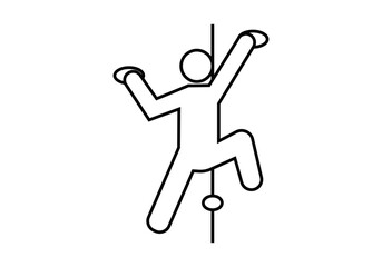 Icono negro de escalada con escalador