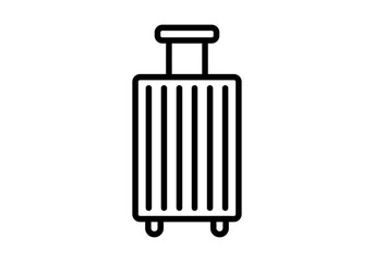 Icono negro de maleta de viaje con ruedas