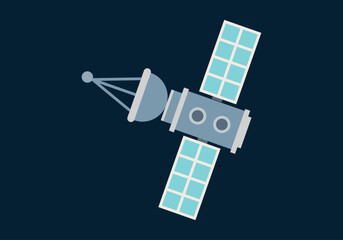 Satélite de medios de comunicación en fondo azul oscuro