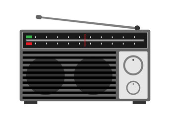 Fototapeta premium Radio analógica con antena y dial de color gris