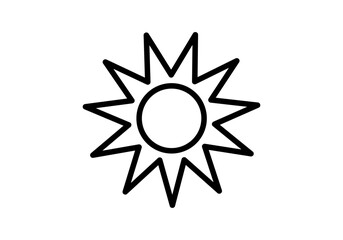 Icono negro de sol de verano en fondo blanco