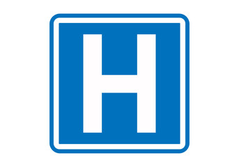 Señal información de hotel de color azul