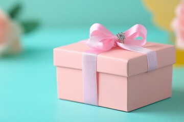 Obraz premium Elegant Pink Gift Box with Bow: Perfect for Celebrations, Birthdays, and Special Occasions