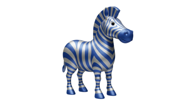Isolated Cartoon Zebra with Blue Stripes