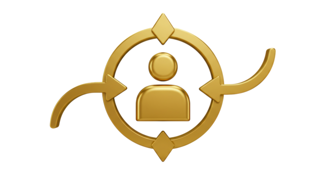 Isolated Golden Silhouette Targeting a Person Inside a Circular Target - Powered by Adobe