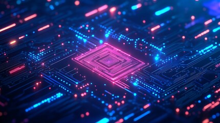 Fototapeta premium Glowing Digital Energy Flowing Through Intricate Circuits