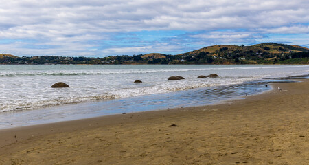Moeraki Boulders Beach on the South Island, New Zealand