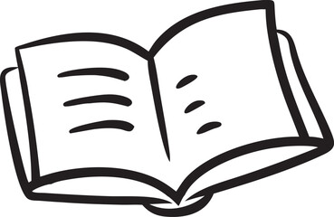Doodle Book Icon - Hand-Drawn Line Art, ideal for concepts like reading, learning, and education.