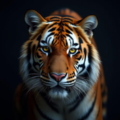 Fototapeta premium Majestic tiger with striking orange and black stripes, fierce gaze