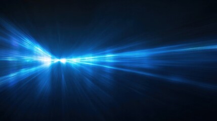 Obraz premium Bright blue light beams illuminate a dark space, forming a vivid and abstract display of movement and energy