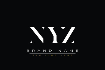 Fototapeta premium NYZ abstract letter logo design. This logo is designed by three abstract letters