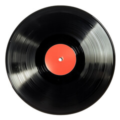 Black vinyl record, transparent background