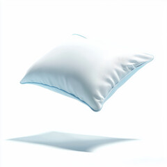 Pillow Icon in 3D, Light Blue and White, White Background.