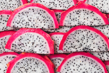 Sweet tasty dragon fruit or pitaya slices.