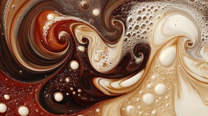 Abstract Swirling Brown and Cream Liquid Texture