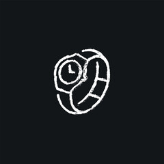 Mechanical wrist watch chalk icon. Vector isolated black illustration.