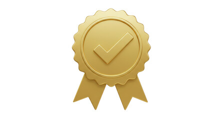 Isolated Golden Badge with Check Mark