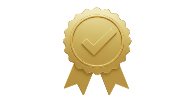 Isolated Golden Badge with Check Mark