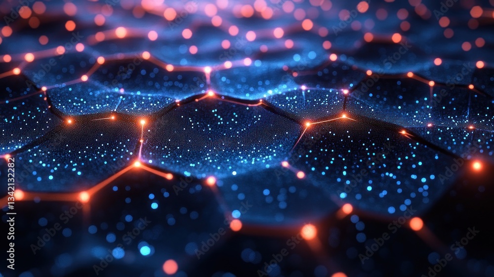 Poster abstract network:digital connections illuminated
