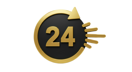 Isolated 24-Hour Service Icon, Representing Continuous Availability and Support