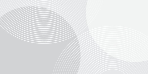 White geometric abstract background overlap layer on bright space with lines effect decoration. Modern graphic design element circles style concept for banner modern abstract
