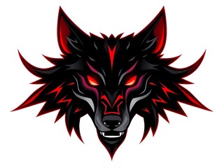 Naklejka premium Fierce Black and Red Wolf Mascot Logo for Gaming and Esports