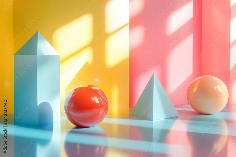 Aufkleber Geometric shapes creating colorful and modern abstract composition