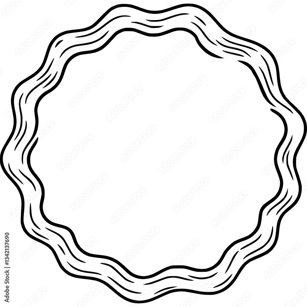 Poster wavy decorative frame with wavy outline. wavy frame is made of wavy lines. wavy outline frame is per