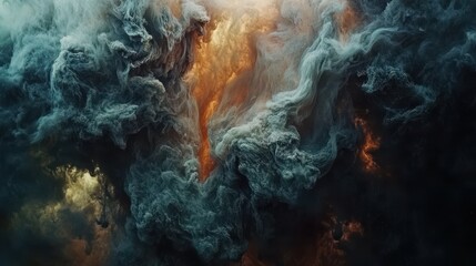 Dramatic Swirls of Colorful Smoke and Fog in Abstract Formation