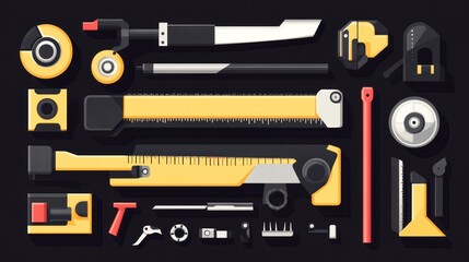 Assorted tools and equipment flat lay