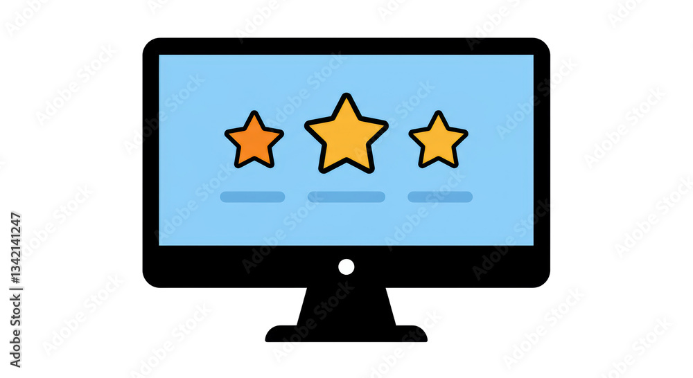Poster isolated computer screen with star ratings displayed