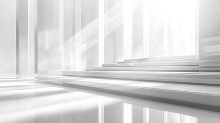 Fototapeta premium Abstract white background with clean geometric lines and smooth light gradients, perfect for a minimalist style