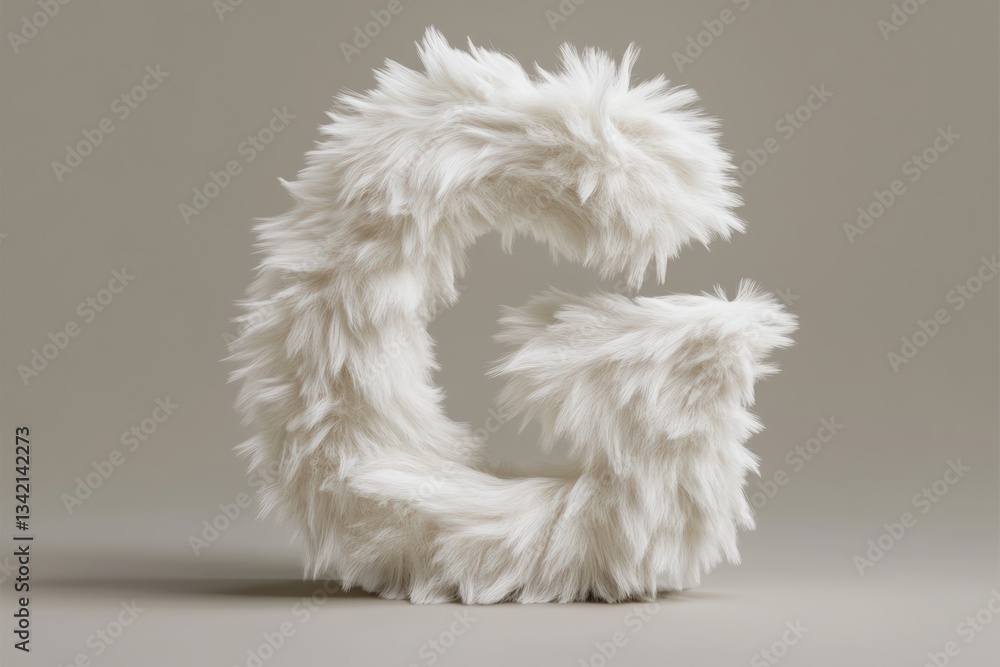Aufkleber fluffy letter g in soft fur texture with warm and cool gradient tones generative ai