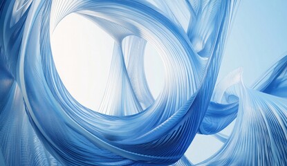 Abstract blue flowing fabric design, digital art