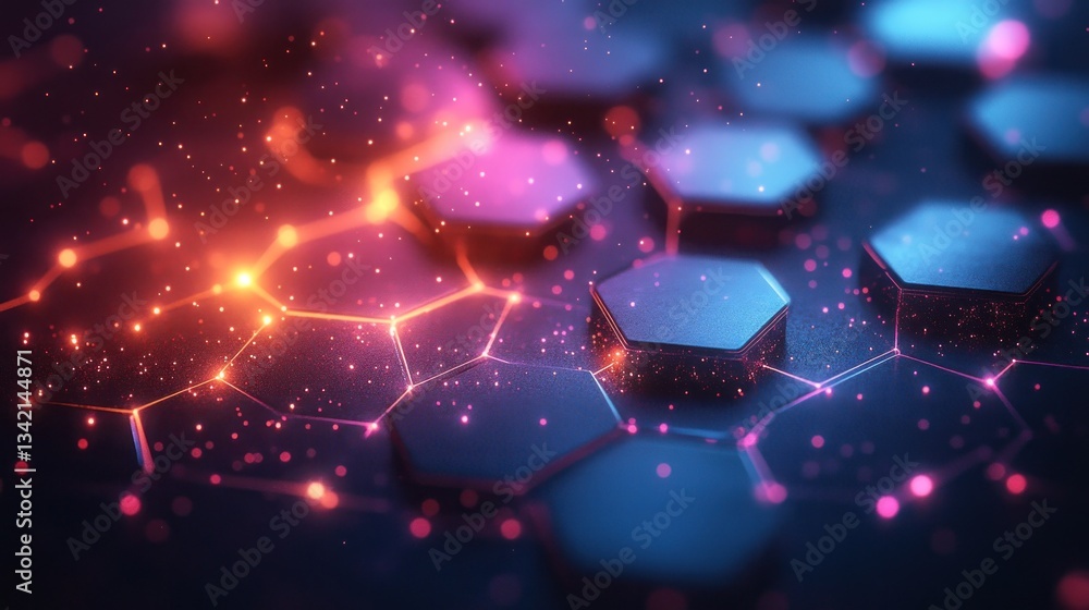 Poster abstract hexagonal network: futuristic technology and digital connectivity