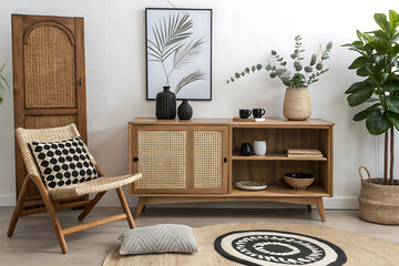 Modern living room interior with furniture and cozy design