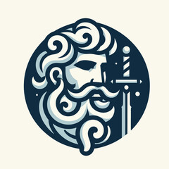 Elegant minimalist logo on a white background in vector style on the theme of Zeus, designed in modern line minimalism, template in vector EPS10 format on a transparent isolated clipart background