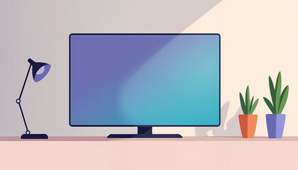 Minimalist 3D TV design in modern office setting, contemporary elegance