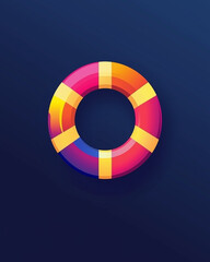Obraz premium Colorful lifebuoy on dark blue background in modern illustration