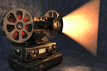 Fototapeta premium Vintage Projector Beams Light for Dark Room.