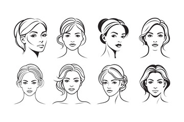 Woman Face Silhouette Vector Illustration Set for Beauty, Fashion, and Graphic Design 