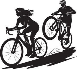 Obraz premium Couple Riding Bicycles Together Silhouette Illustration