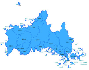 Fototapeta premium 山口県 地図 ブルー 斑点 イラスト