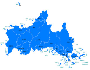 Naklejka premium 山口県 地図 ブルー 斑点 イラスト