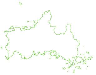山口県　地図　白　イラスト