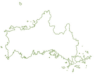 山口県　地図　白　イラスト