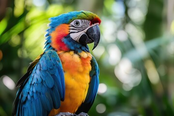 Obraz premium Vibrant parrot in a tropical garden