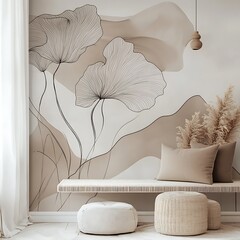 Artistic decor enhances modern room with floral accents high resolution picture