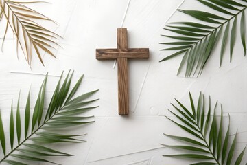 Christian Cross. on Palm Sunday, Easter and the Resurrection of Christ