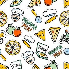 Pizza Seamless Pattern Illustration